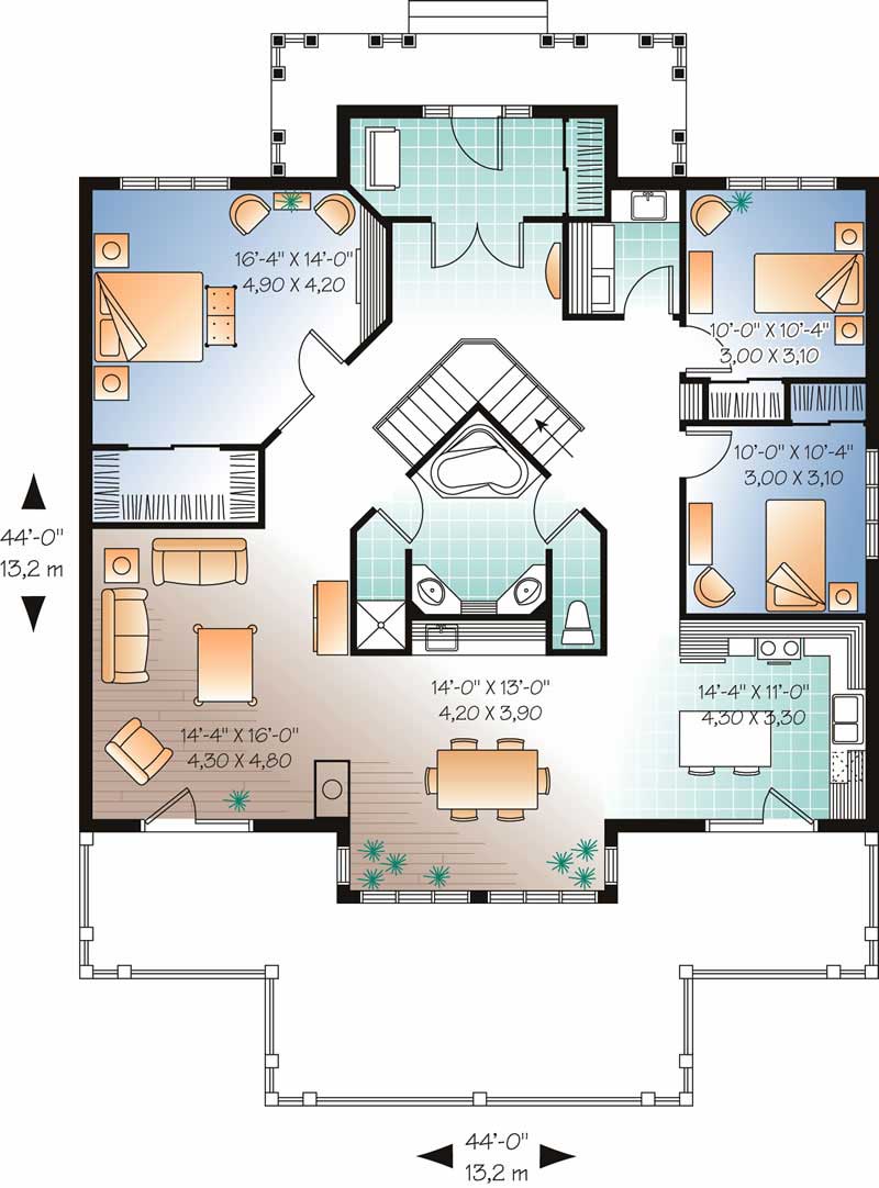 Floor Plan First Story of Coastal Plan #126-1544