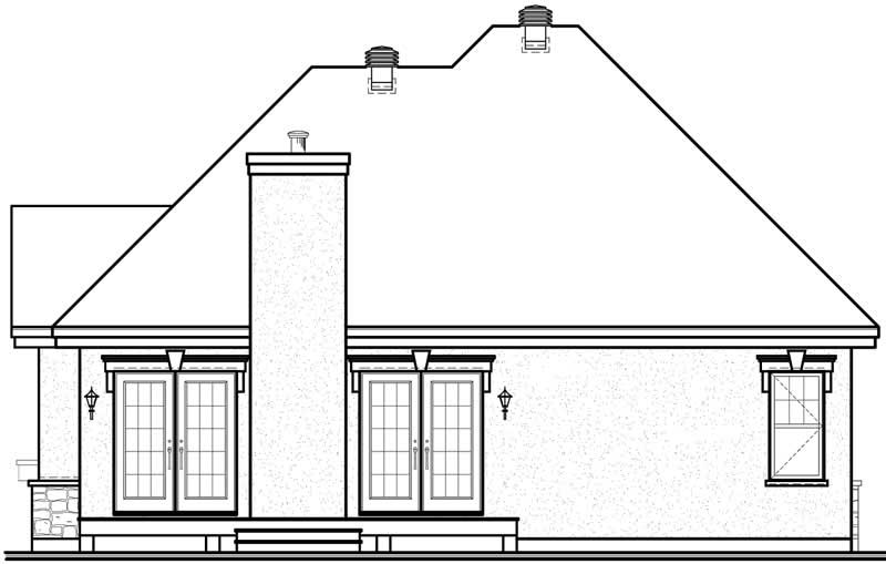 Home Plan Rear Elevation of this 2-Bedroom,1355 Sq Ft Plan -126-1548