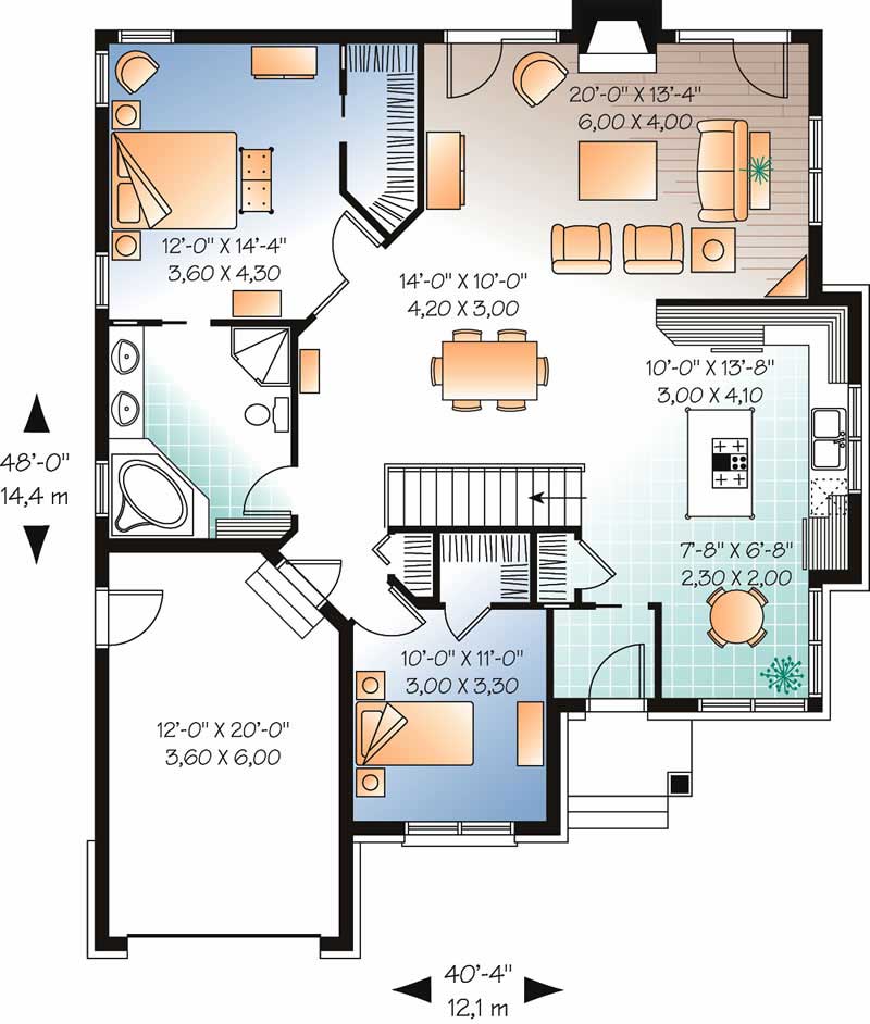 Floor Plan First Story of Contemporary Plan #126-1548