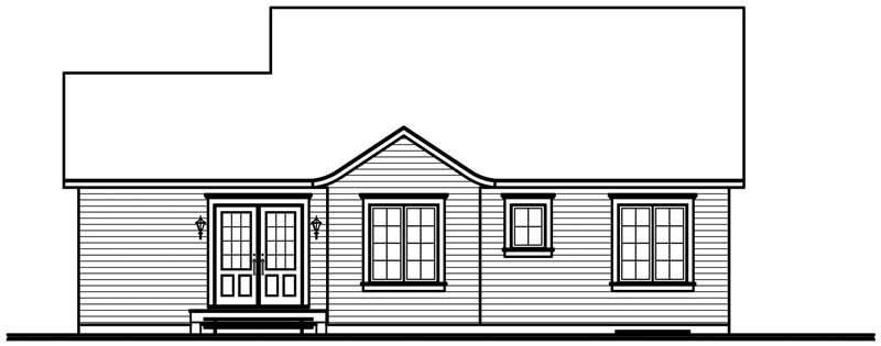 Home Plan Rear Elevation of this 3-Bedroom,1147 Sq Ft Plan -126-1552