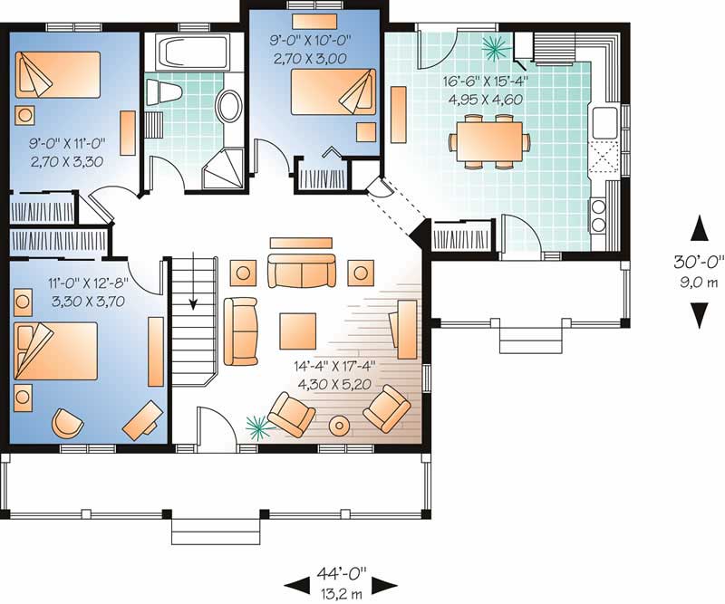Floor Plan First Story of Ranch Plan #126-1552