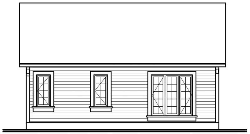Home Plan Rear Elevation of this 1-Bedroom,784 Sq Ft Plan -126-1554