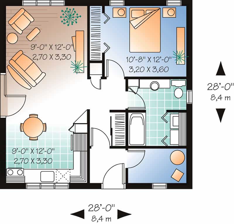 Floor Plan First Story of Ranch Plan #126-1554