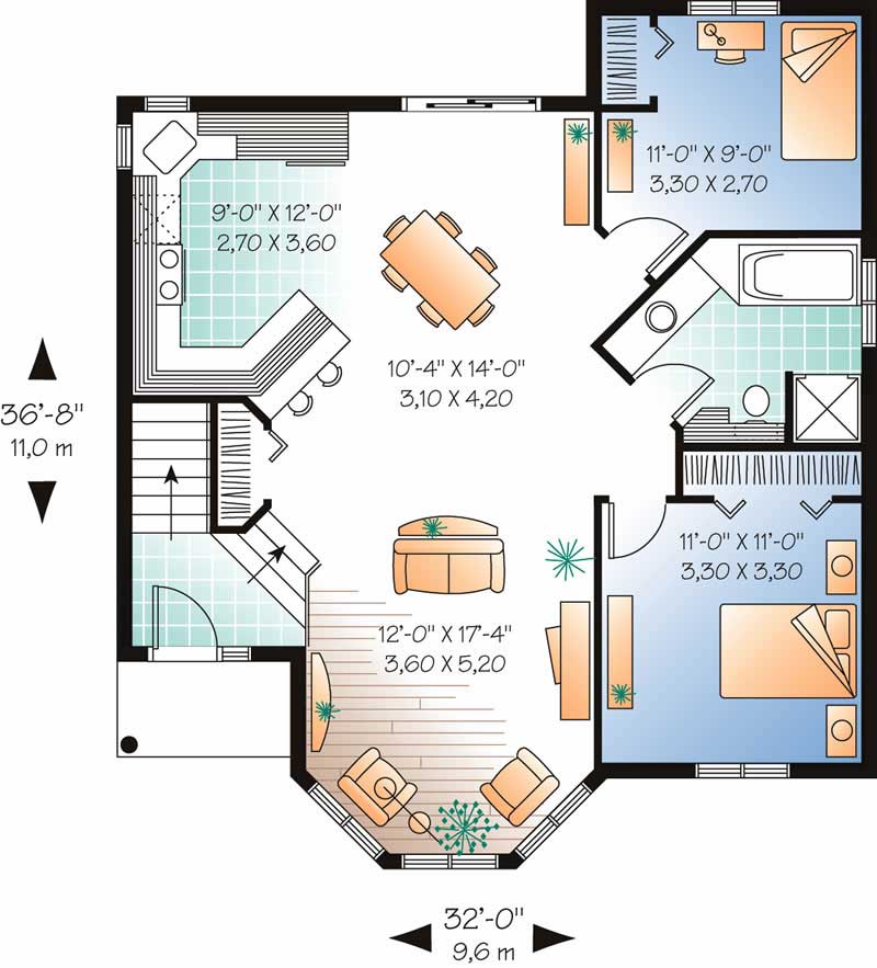 Floor Plan First Story of Bungalow Plan #126-1561