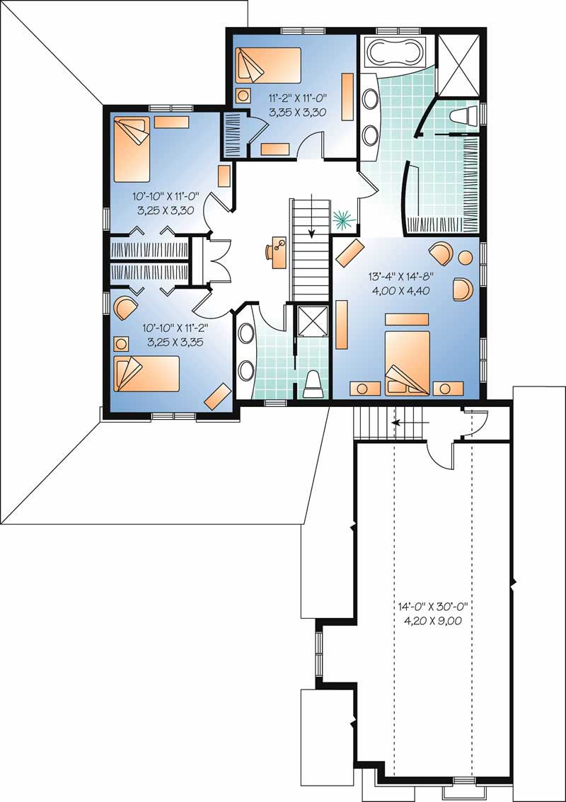 Floor Plan Second Story of Contemporary Plan #126-1567