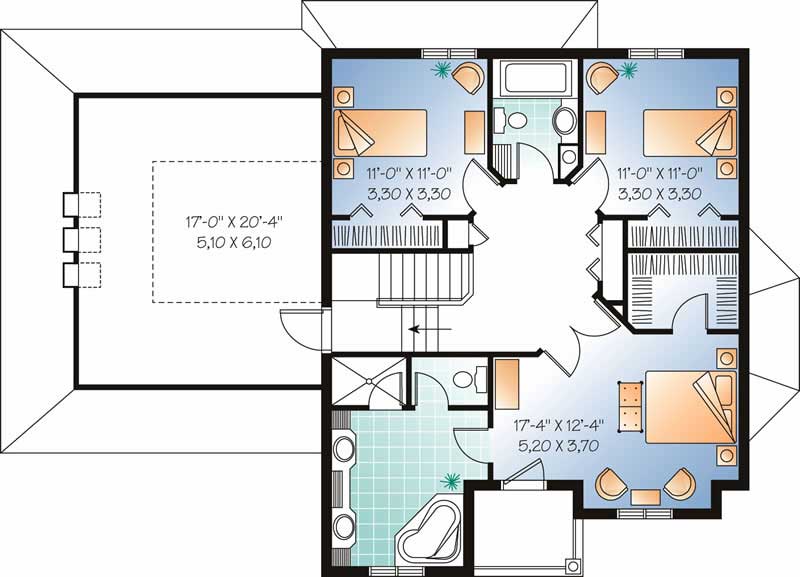 Floor Plan Second Story of Contemporary Plan #126-1568