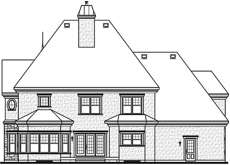 Home Plan Rear Elevation of this 4-Bedroom,3614 Sq Ft Plan -126-1569