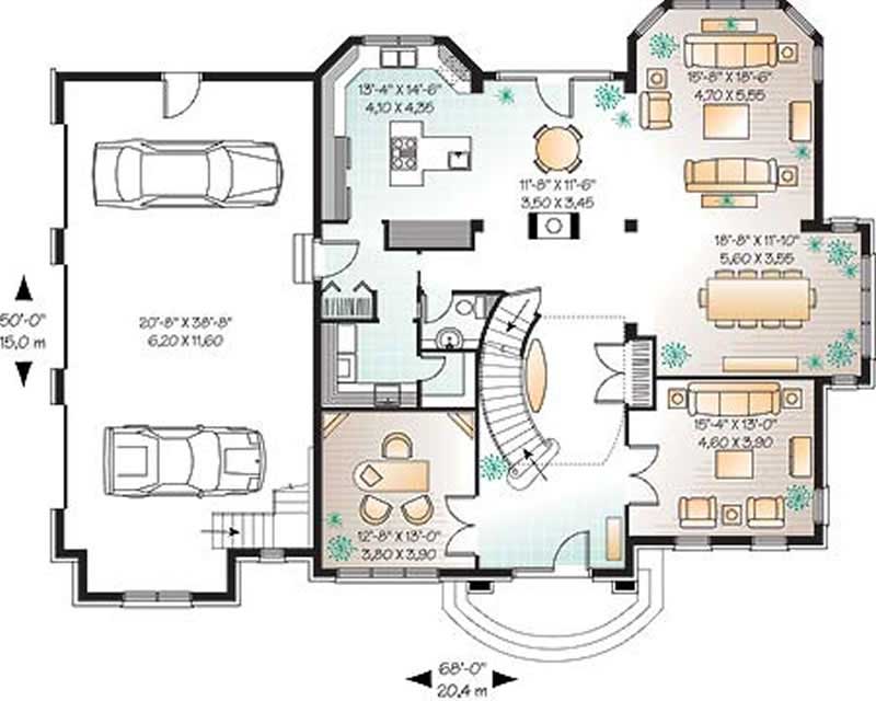 Floor Plan First Story of European Plan #126-1569