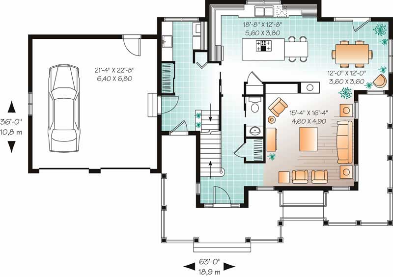 Floor Plan First Story of Country Plan #126-1570