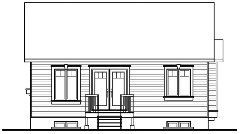 Home Plan Rear Elevation of this 2-Bedroom,1026 Sq Ft Plan -126-1571