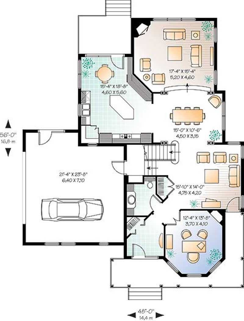 Floor Plan First Story of Country Plan #126-1572