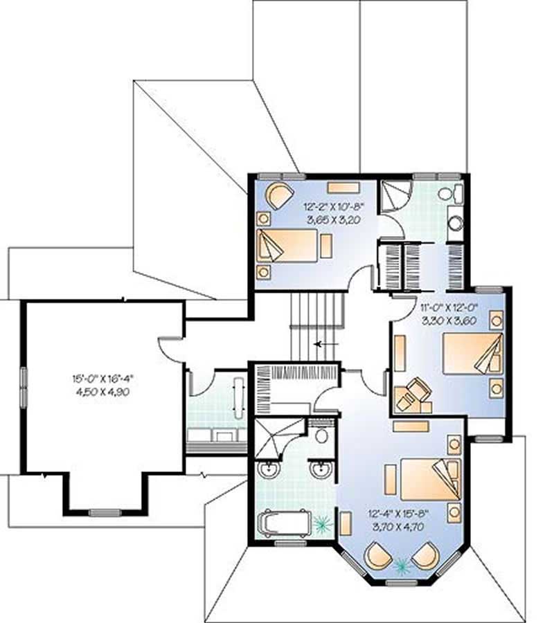 Floor Plan Second Story of Country Plan #126-1572