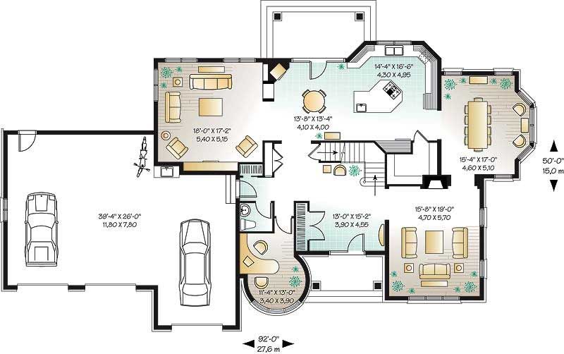 Floor Plan First Story of European Plan #126-1574