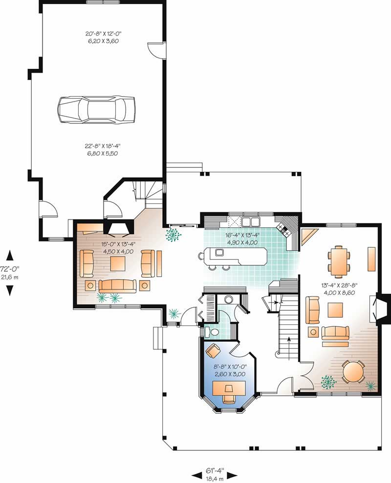Floor Plan First Story of Country Plan #126-1575