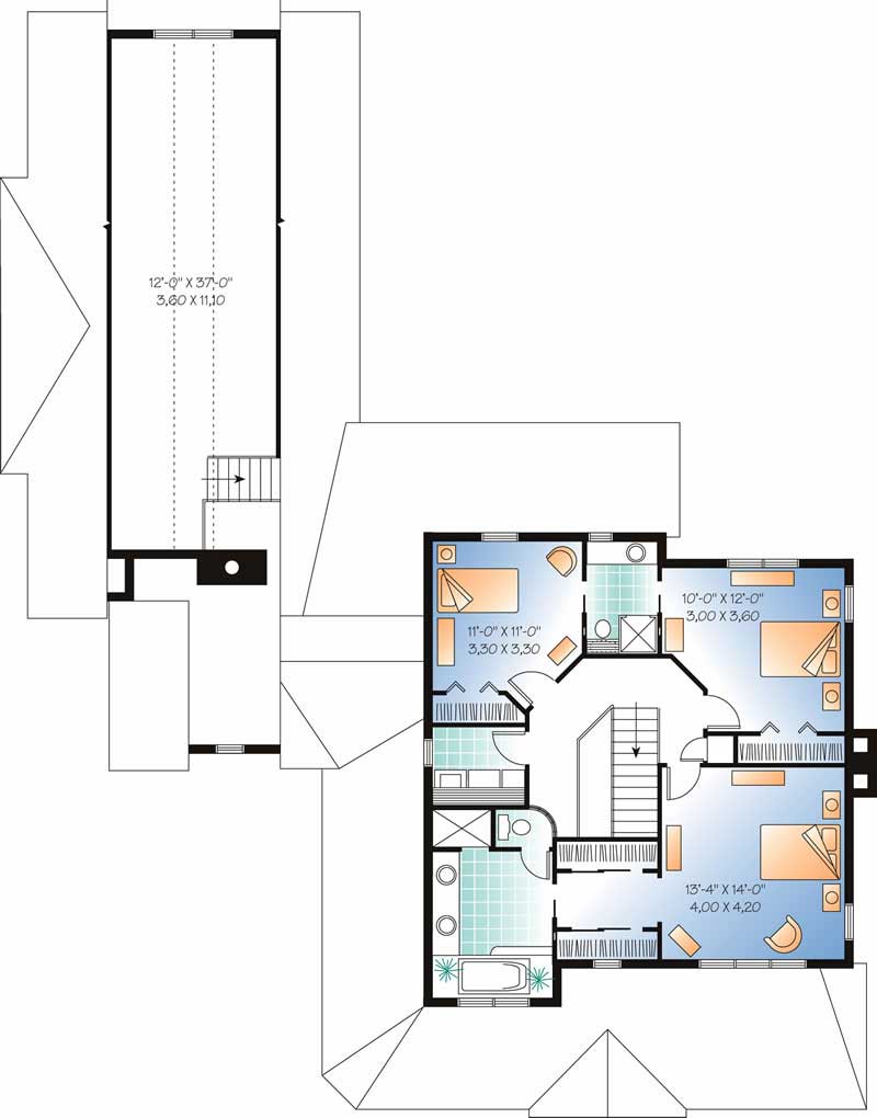 Floor Plan Second Story of Country Plan #126-1575