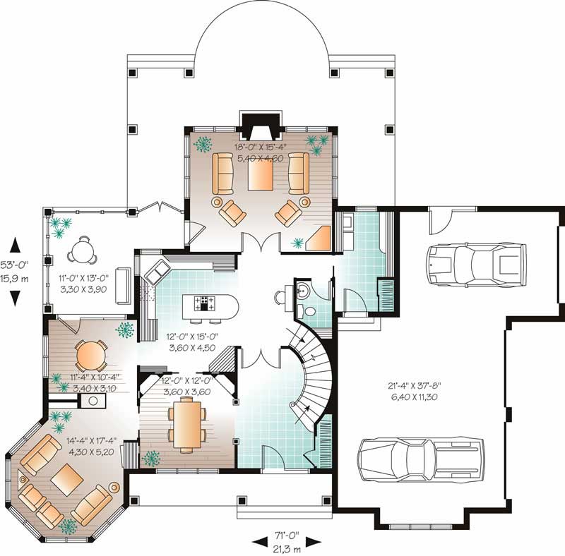 Floor Plan First Story of Country Plan #126-1576