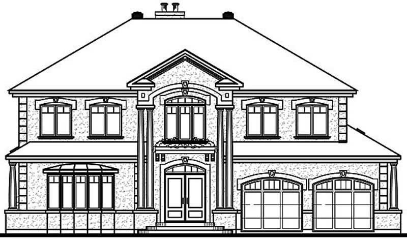 Home Plan Rear Elevation of this 4-Bedroom,3251 Sq Ft Plan -126-1577