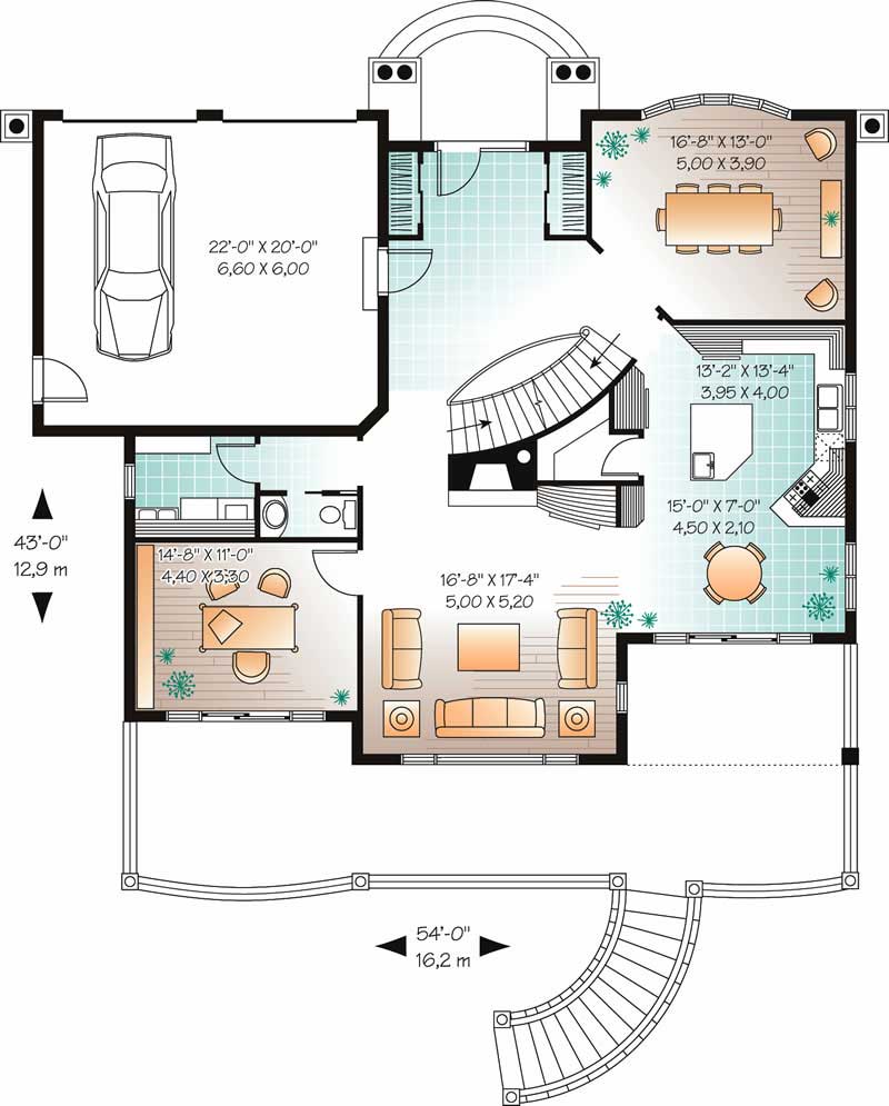 Floor Plan First Story of Coastal Plan #126-1577
