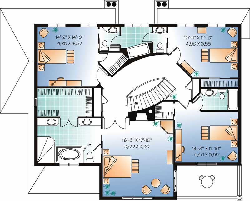 Floor Plan Second Story of Coastal Plan #126-1577