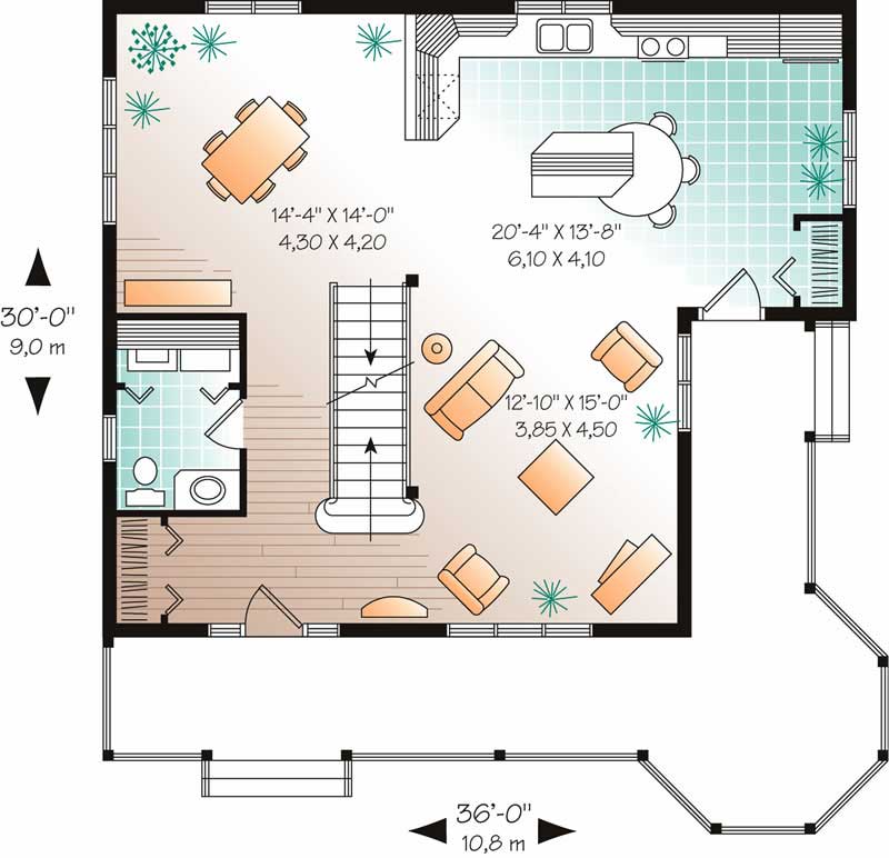Floor Plan First Story of Country Plan #126-1587