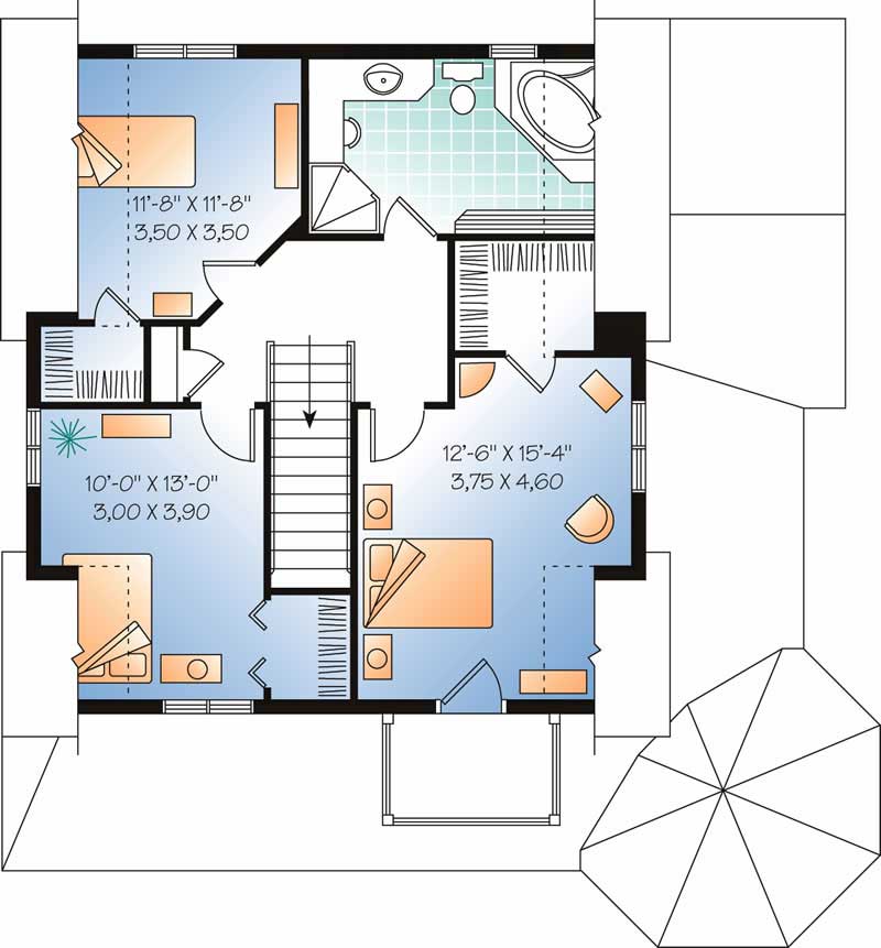 Floor Plan Second Story of Country Plan #126-1587