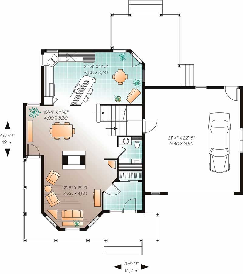 Floor Plan First Story of Country Plan #126-1588