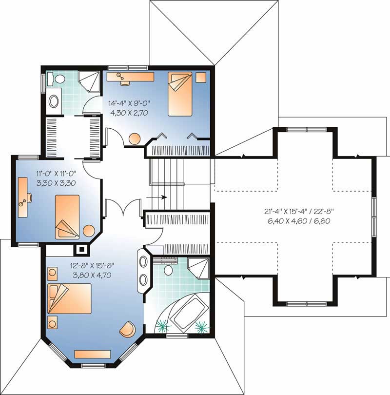 Floor Plan Second Story of Country Plan #126-1588