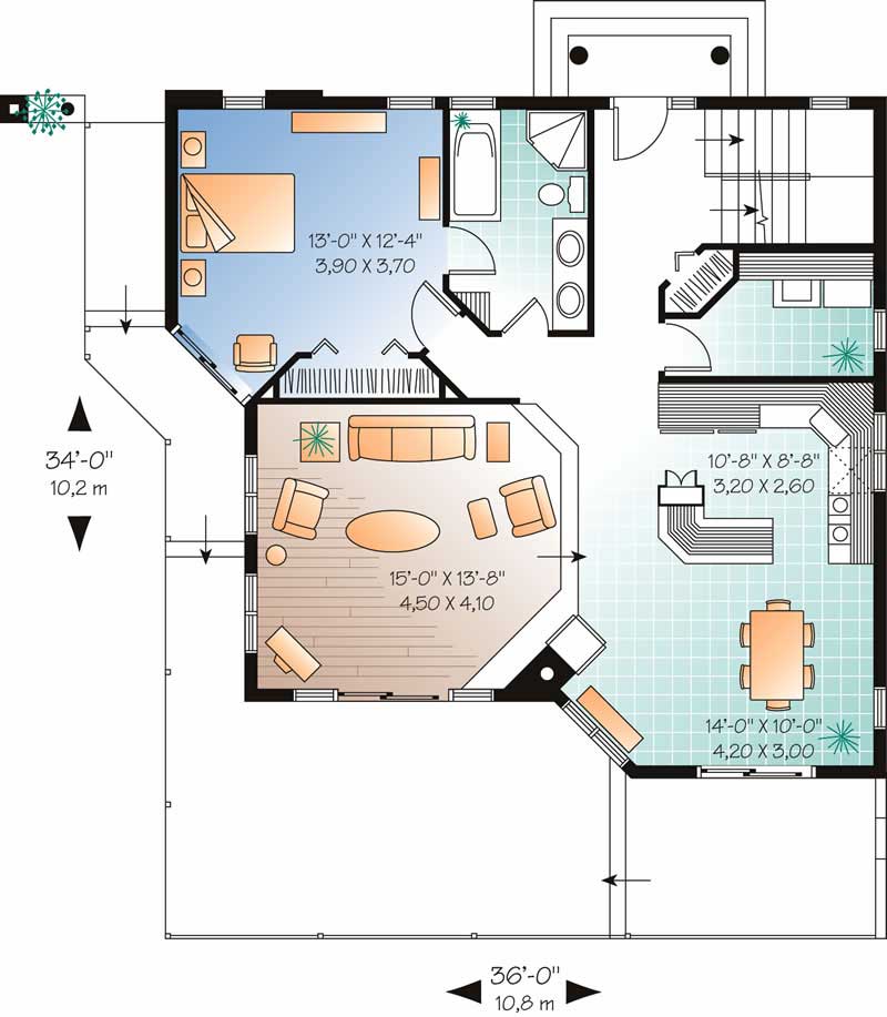 Floor Plan First Story of Coastal Plan #126-1590