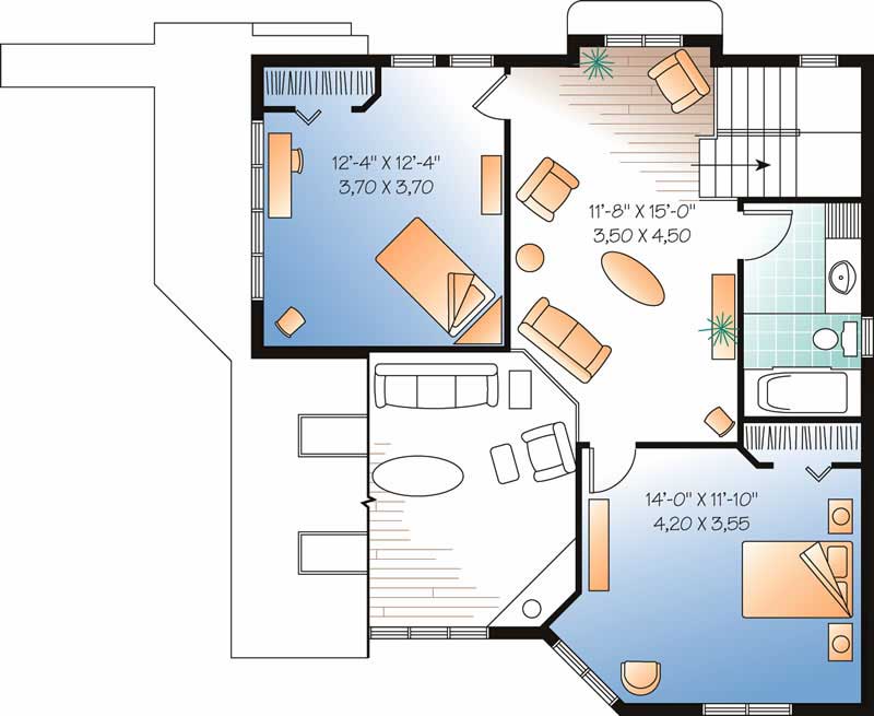 Floor Plan Second Story of Coastal Plan #126-1590