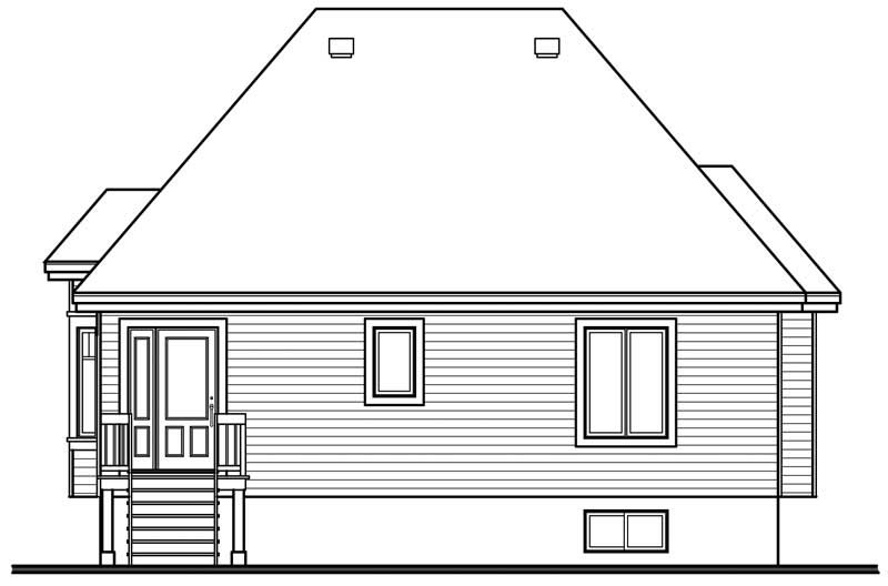 Home Plan Rear Elevation of this 2-Bedroom,1102 Sq Ft Plan -126-1591