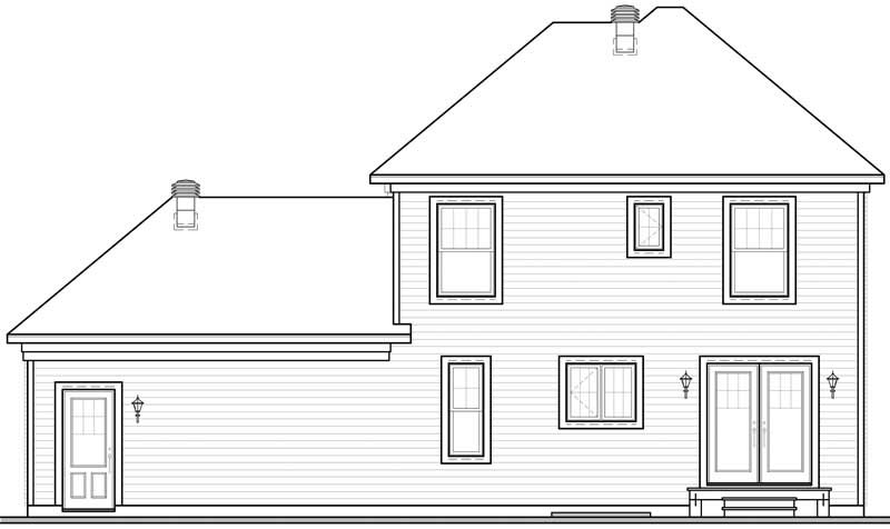 Home Plan Rear Elevation of this 3-Bedroom,1674 Sq Ft Plan -126-1598