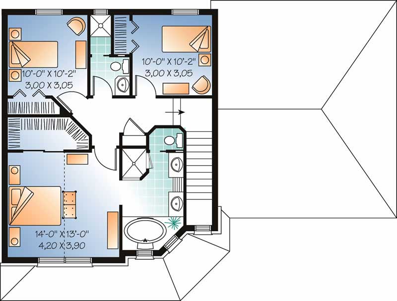 Floor Plan Second Story of Country Plan #126-1598