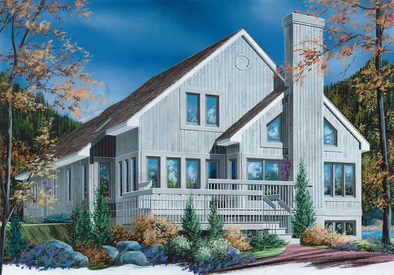 Front elevation of Lake home (ThePlanCollection: House Plan #126-1600)