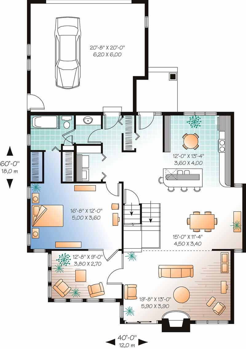 Floor Plan First Story of Coastal Plan #126-1600