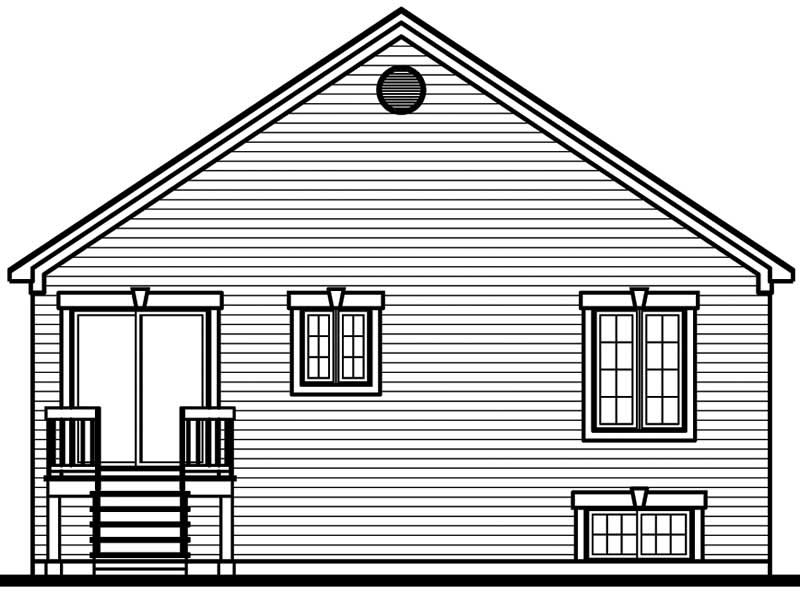 Home Plan Rear Elevation of this 2-Bedroom,991 Sq Ft Plan -126-1604