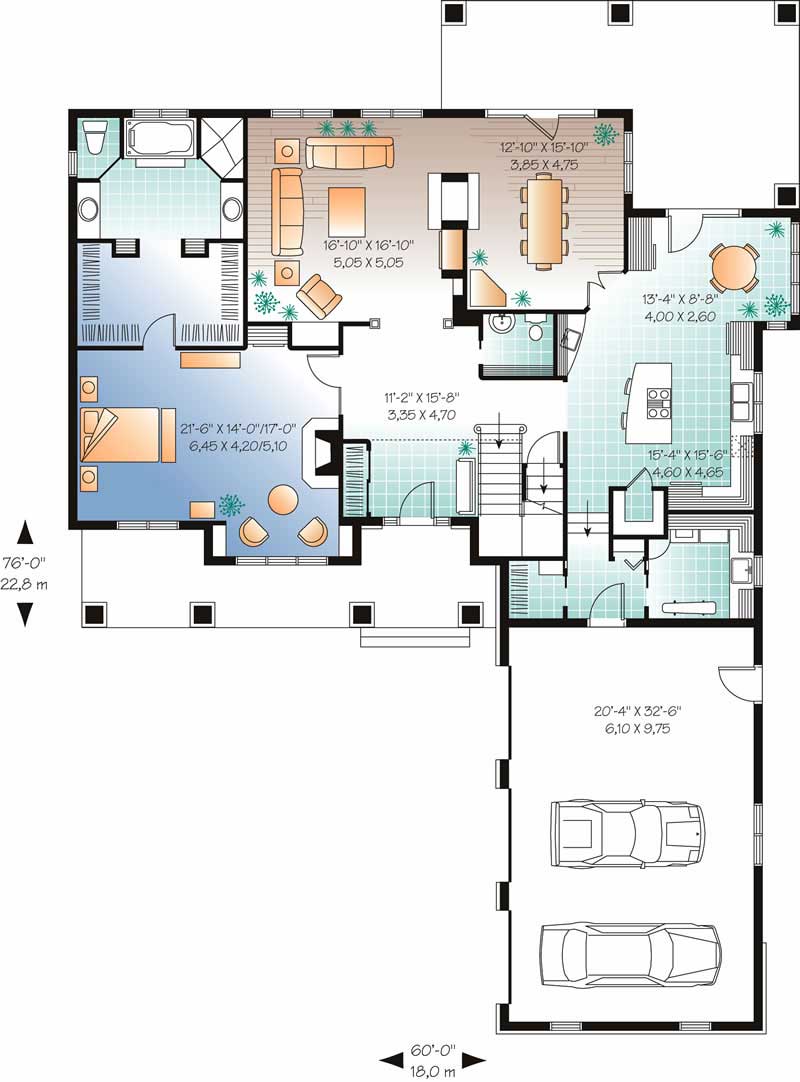 Floor Plan Main Level of Contemporary Plan #126-1608