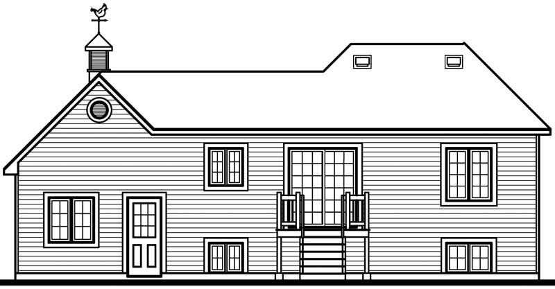 Home Plan Rear Elevation of this 2-Bedroom,901 Sq Ft Plan -126-1612