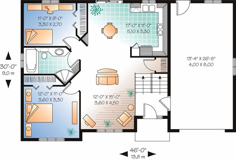 Floor Plan First Story of Ranch Plan #126-1612