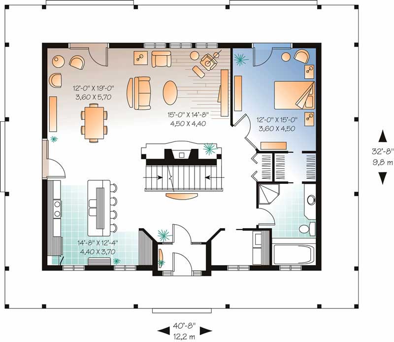 Floor Plan First Story of Country Plan #126-1613
