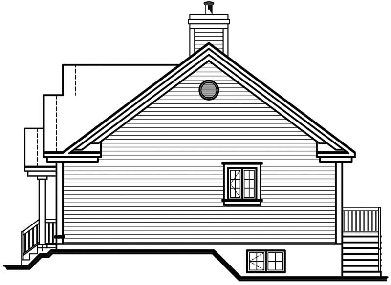 Home Plan Rear Elevation of this 3-Bedroom,1067 Sq Ft Plan -126-1617