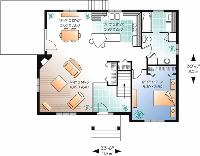 Floor Plan First Story of Ranch Plan #126-1617