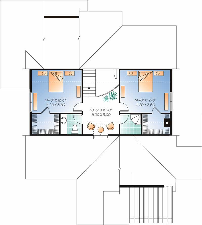 Floor Plan Second Story of Country Plan #126-1619