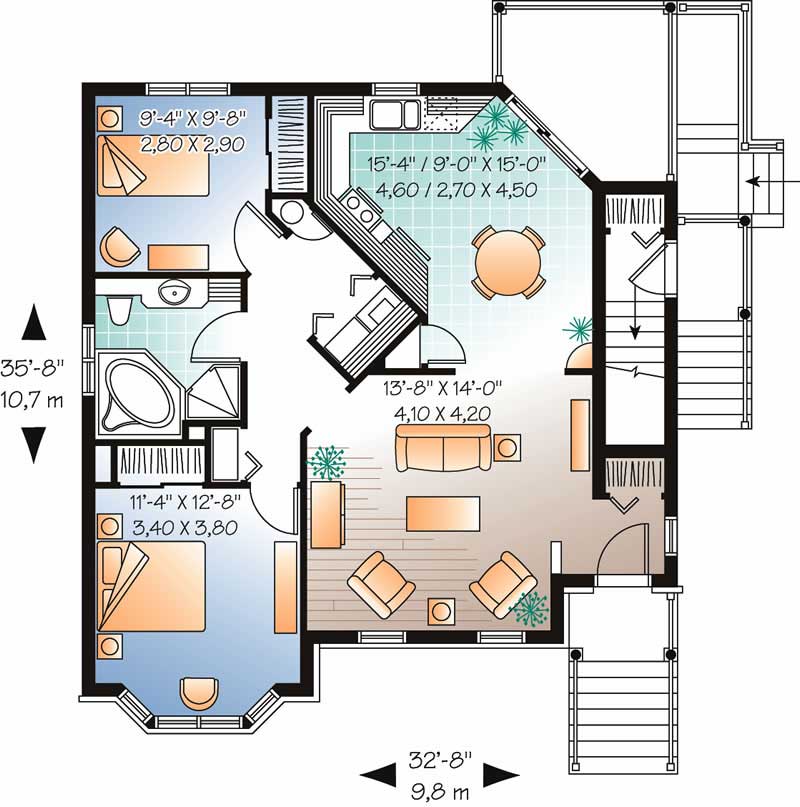 Floor Plan First Story of Traditional Plan #126-1621