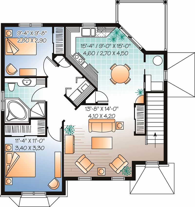 Floor Plan Second Story of Traditional Plan #126-1621