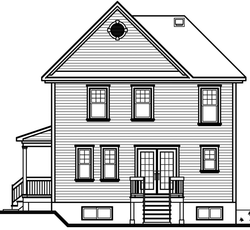 Home Plan Rear Elevation of this 3-Bedroom,1678 Sq Ft Plan -126-1624