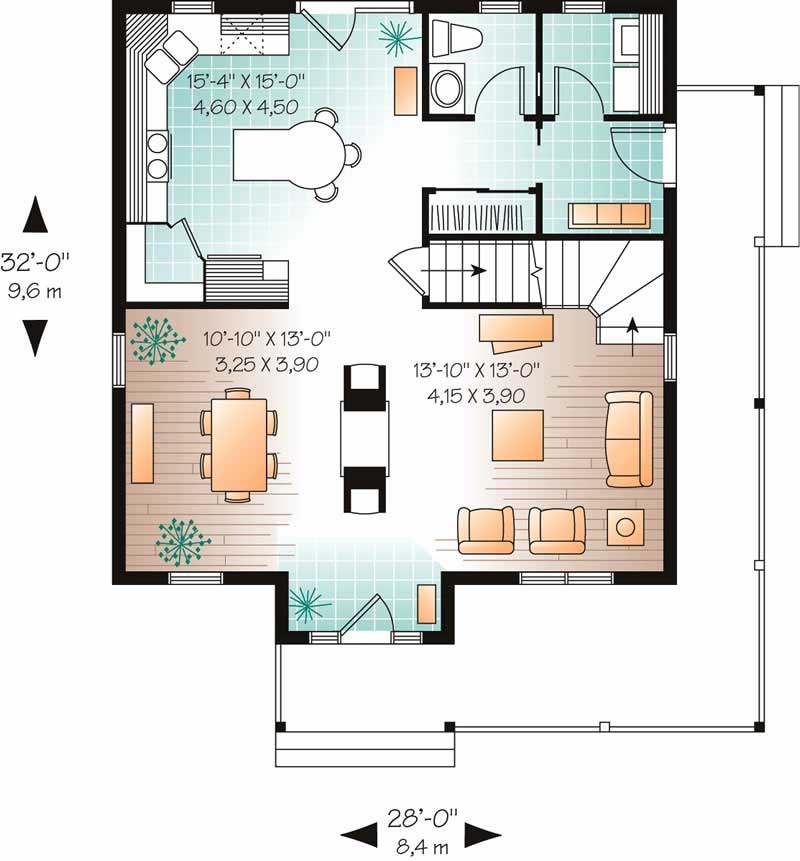Floor Plan First Story of Country Plan #126-1624