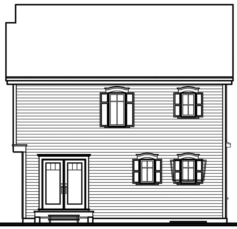Home Plan Rear Elevation of this 3-Bedroom,1512 Sq Ft Plan -126-1628