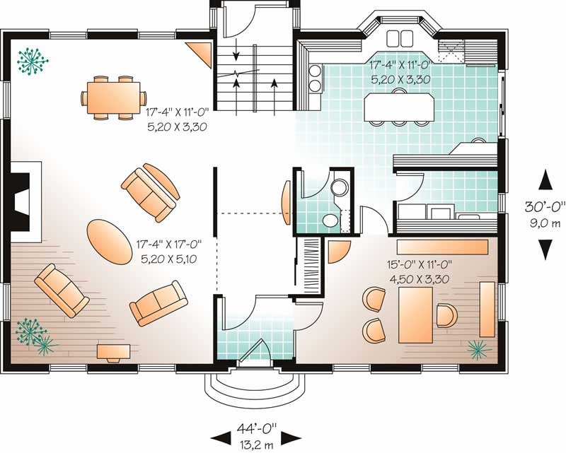 Floor Plan First Story of European Plan #126-1629