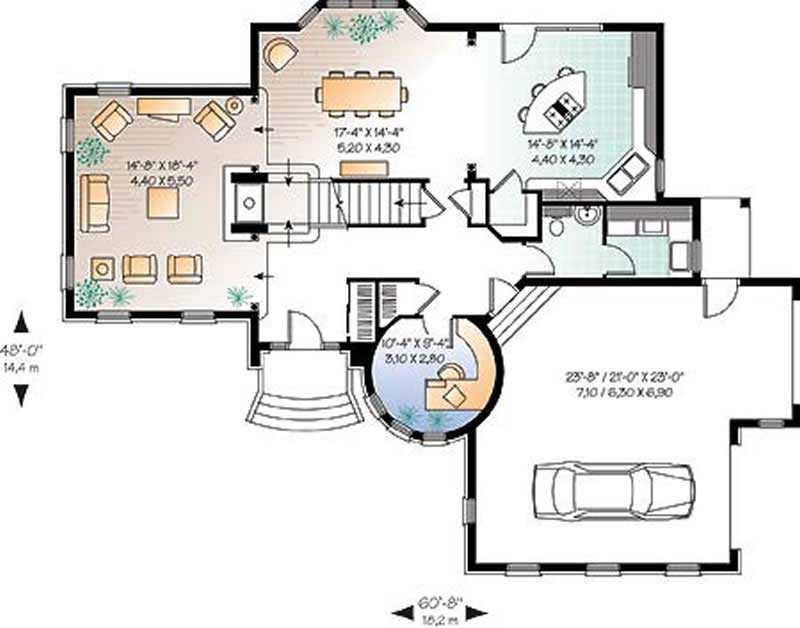 Floor Plan First Story of European Plan #126-1637