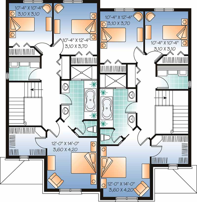 Floor Plan Second Story of European Plan #126-1638
